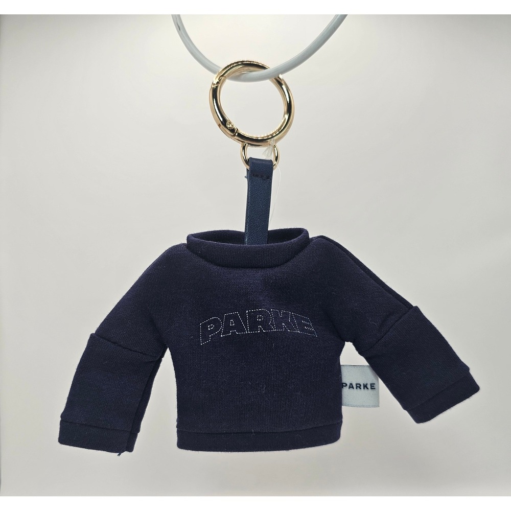 PARKE Navy Blue Mini Sweatshirt Keychain Charm NWT 258110034